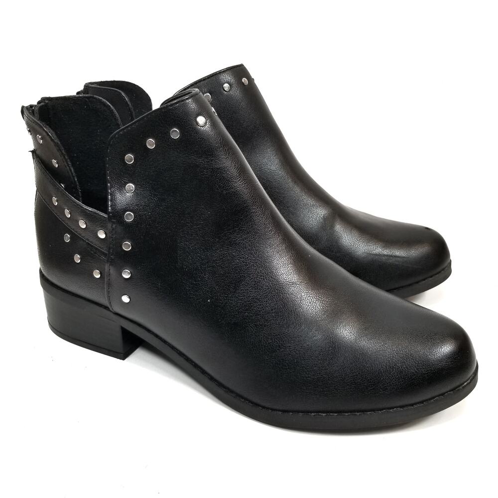 Lane Bryant Women's Black Faux Vegan Leather Studded Moto Ankle Boots Size 11W
